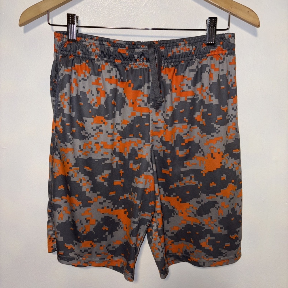 Boys orange and gray digital camouflage Athletic Works Shorts - SZ 18